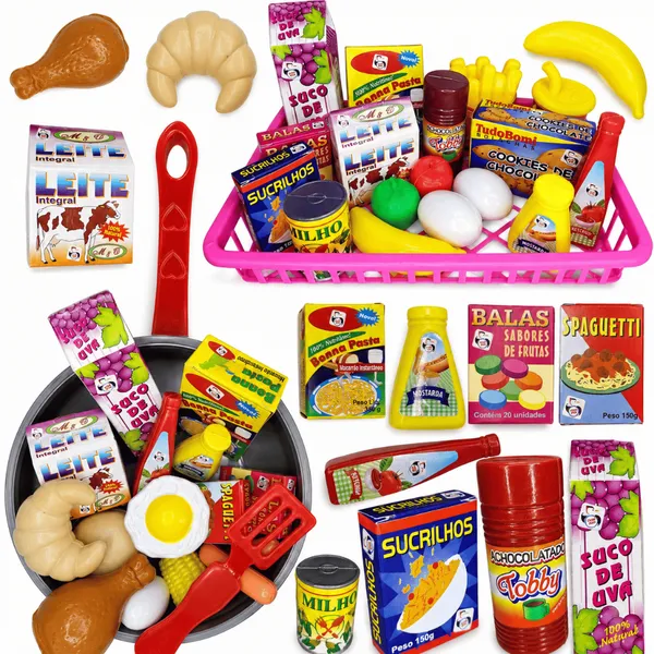 Kit Brinquedos Menina Menino 31 Pç Comidinha Infantil Mercadinho Comidas Panelinha Brinquedo Cozinha