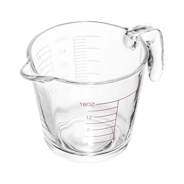 Jarra Medidora Lyor de Vidro com Marcação em Vermelho 660ml para Cozinha Receitas Culinária Mesa Posta Decoração Prática