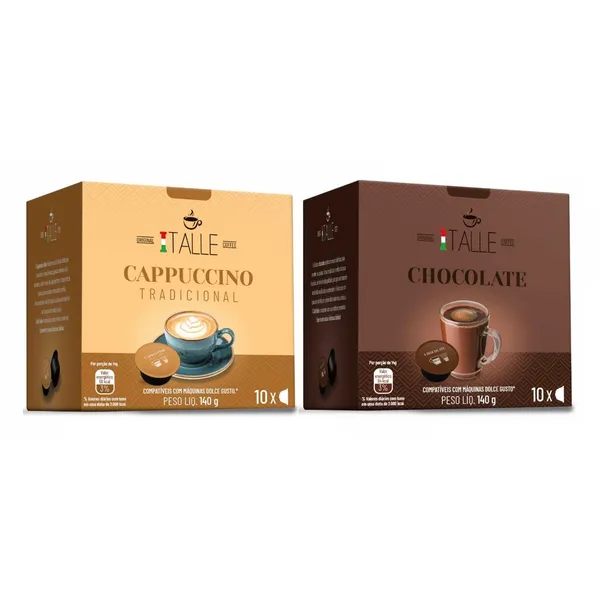Cápsulas Dolce Gusto Cappuccino Chocolate Café Italle – 20 Unidades