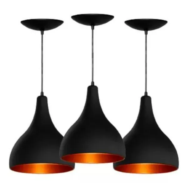 Kit 3 Pendentes de Luminária Modelo Gota para Cozinha, Sala, Quarto, Escritório e Área Gourmet