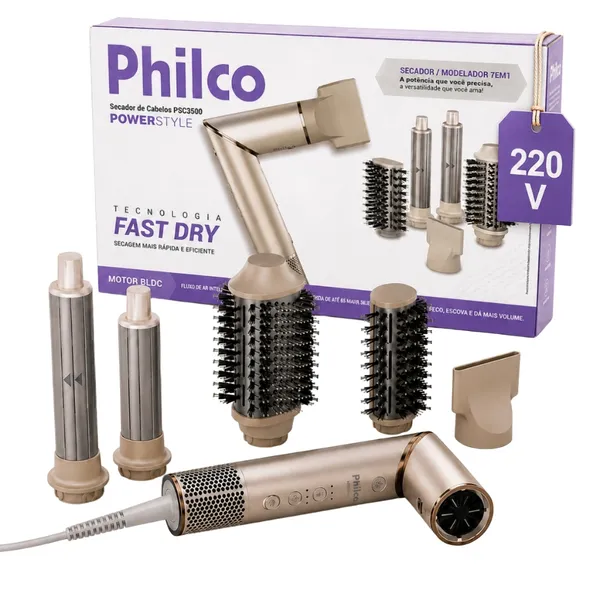 Secador de Cabelos Philco 4 em 1 Dobrável Motor BLDC PSC3500 220V