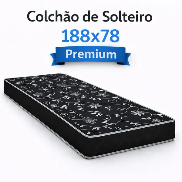 Colchão de Solteiro D20 188x78x12 Selo Inmetro Alta Densidade 100% Espuma Antiácaro e Antialérgico