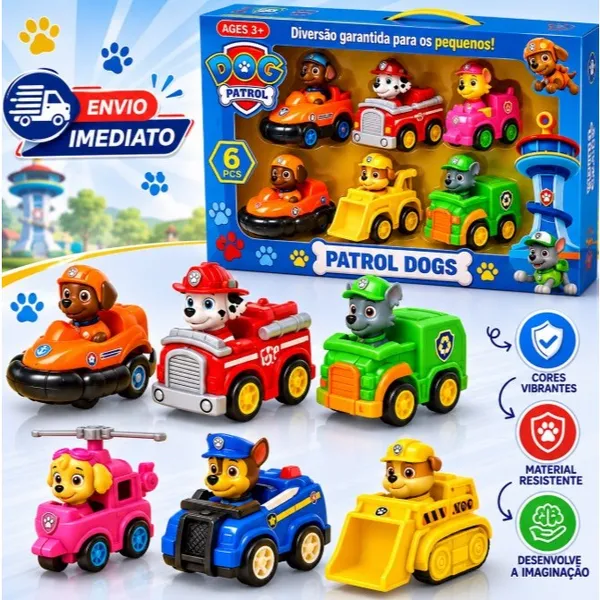 Kit 3/6/9 Carrinho Patrulha Canina Brinquedo Coleção Fricção Brinquedos Corrida Infantil Criança - Envio Imediato