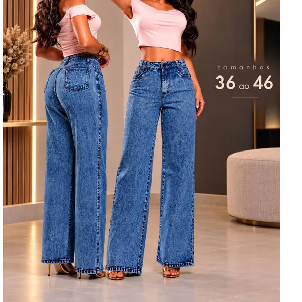 CALÇA WIDE LEG MARMORIZADA