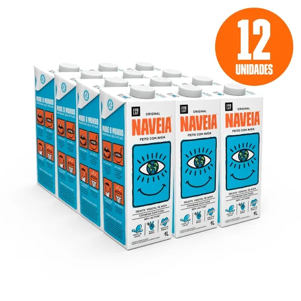 Pack 12x Leite Vegetal Naveia Original 1L Sem Lactose Sem Glúten