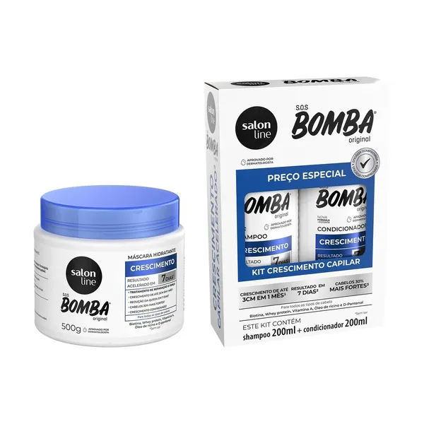 Crescimento Capilar S.O.S  Bomba 200ml + Máscara de Hidratação 500g Salon Line