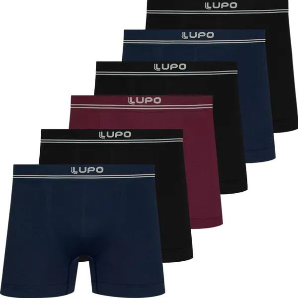 Kit 6 Cuecas Boxer Lupo Microfibra Poliamida Sem Costura Masculina Respirável Confortável Original