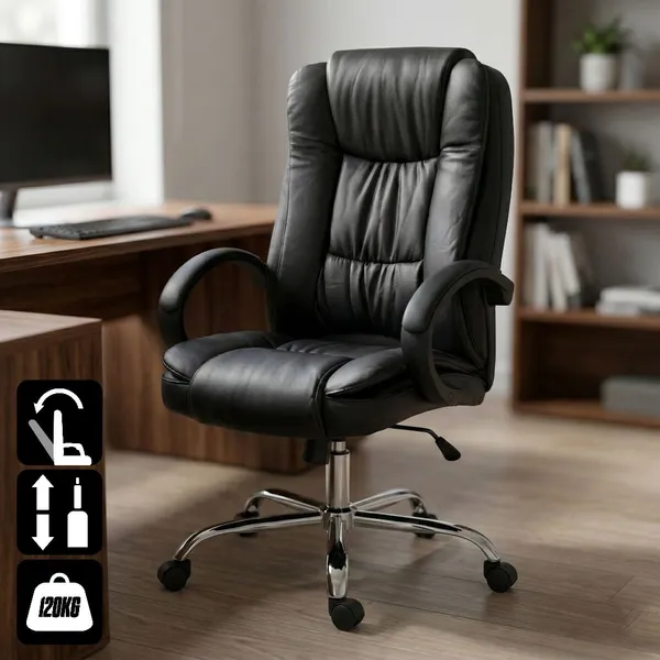 Cadeira Presidente De Escritório Com Relax Couro PU Ergonômica Office