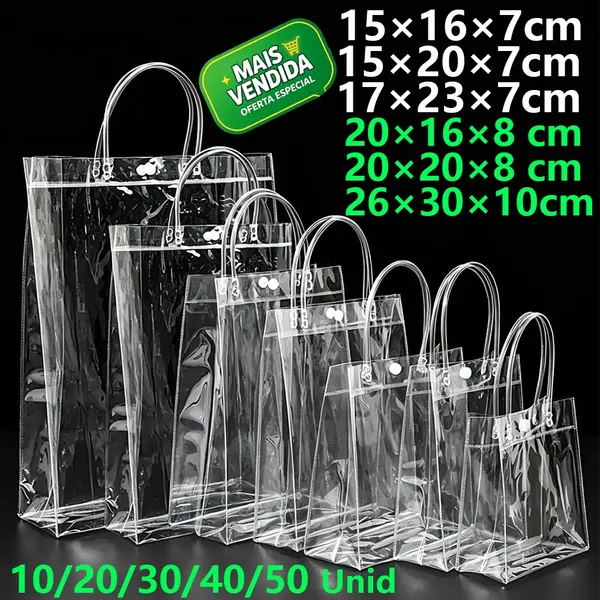 Sacola PVC transparente com alça Presentes 40/50 PCS Bolsa De Lembrança De Aniversário infantil natal Dia dos Namorados