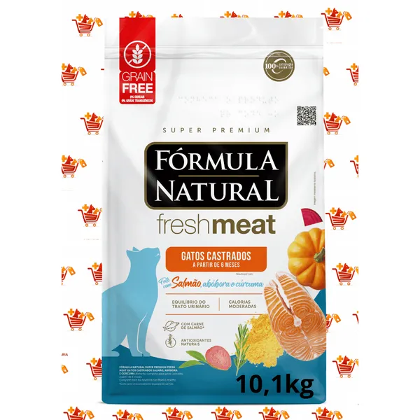 Ração Fórmula Natural Fresh Meat Gatos Castrados Salmão, Abóbora e Cúrcuma 10,1kg