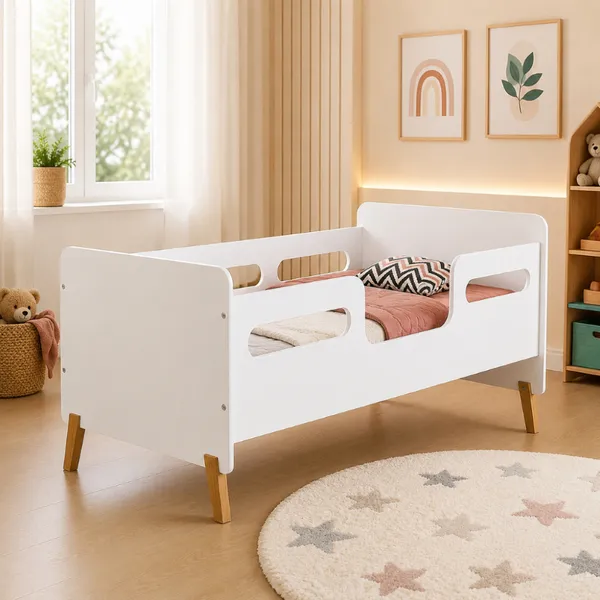 Mini Cama Cecilia Montessoriana Infantil Juvenil Com Proteção Lateral MDF Resistente + Colchão D18