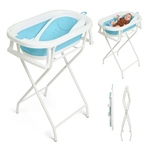 Banheira de Bebe com Suporte e Encosto Kit Dobrável 3 em 1 até 44 litros Pipdip