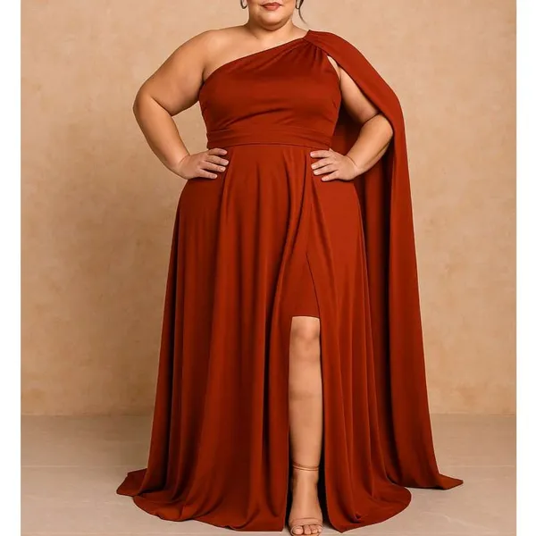 Vestido Feminino Longo com Capa Festa Casamento Madrinhas Formatura Plus Size Large