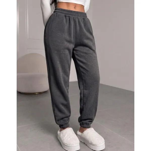 Calça Moletom Jogger Feminina Inverno Estilosa Cintura Alta