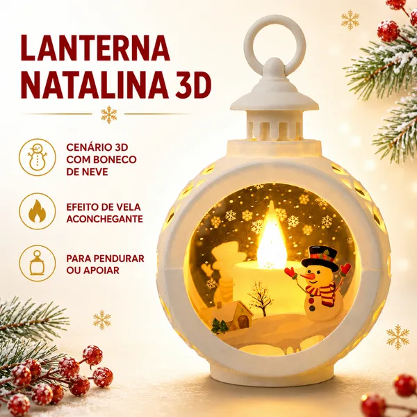 Lanterna Natalina Decorativa LED Luz Quente com Pilha para Árvore Mesa e Decoração ENVIO EM 24 HORAS