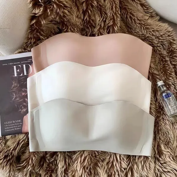 Sutiã Push-Up Sexy Sem Alças – Levantamento Costura , Antiderrapante E Invisível (S-XL) , Branco \ Pele Roupa Íntima Pre