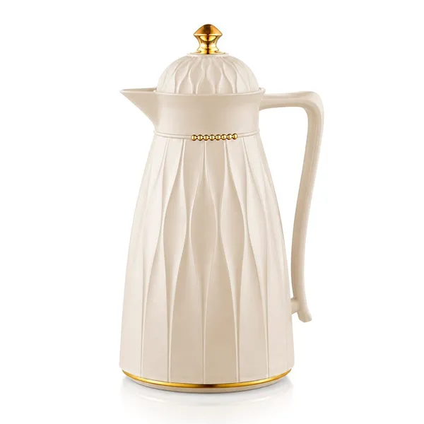 Garrafa Térmica Luxo Khadija Bege 1000 Ml Café Chá Água Quente Fria Tampa Click - Tuut