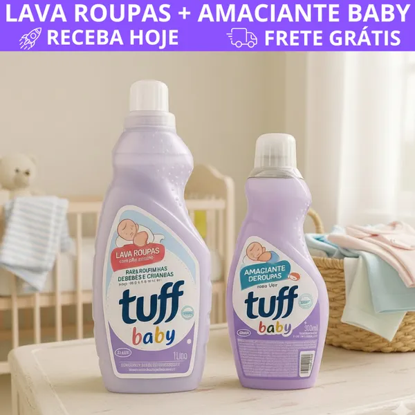 Kit Lava Roupas 1L +  Amaciante 500ml Tuff Baby Bebê Ph Neutro Aloe Vera