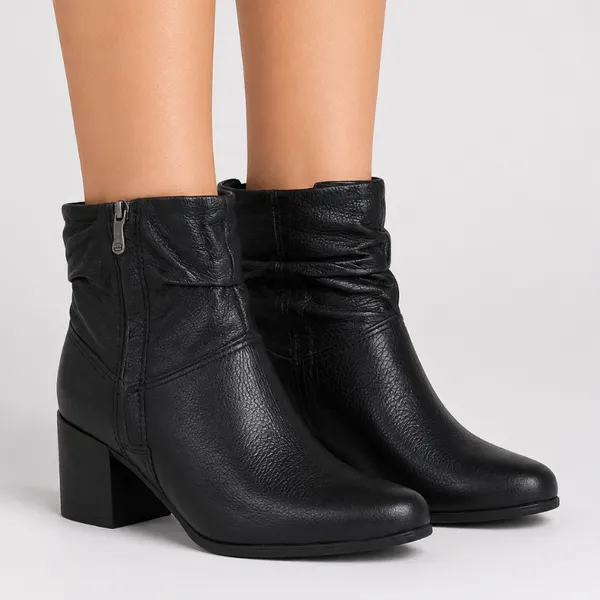 Bota Feminina Couro Cano Médio Burnish Bottero Original Conforto Salto Bloco 6cm