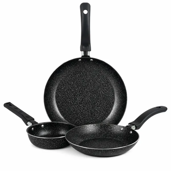 JOGO DE FRIGIDEIRAS FRANCESAS 3 PEÇAS 14 18 24CM PRETO NACIONAL