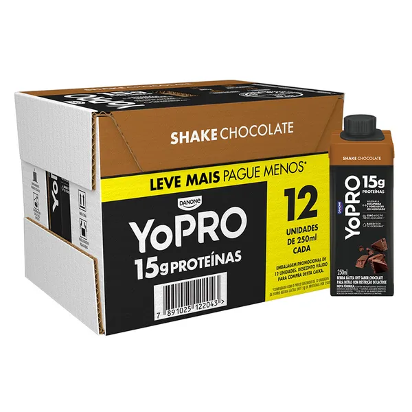 YOPRO CHOCOLATE 15G DE PROTEÍNAS 250ML - 12 UNIDADES