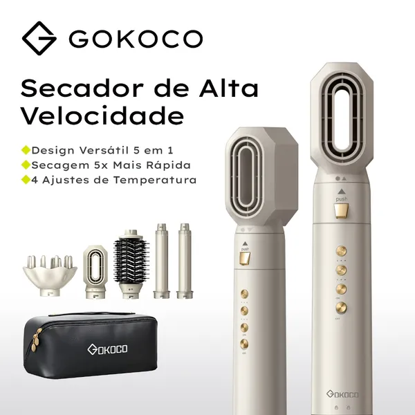 GOKOCO Escova Secadora 5 Em 1 Conjunto De Secador De Cabelo Multifuncional De Alta Velocidade Dupla  voltagem 110V-240V