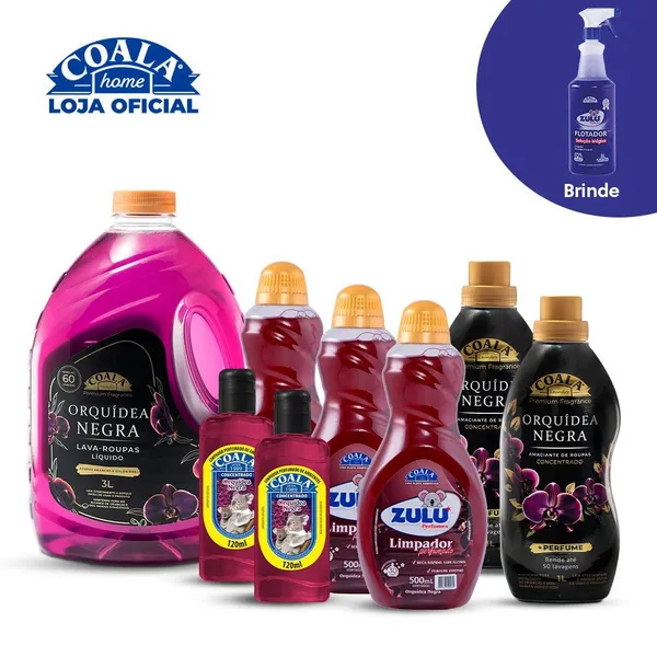 KIT COALA ORQUÍDEA NEGRA LIMPEZA E PERFUME - 8 ITENS + BRINDE