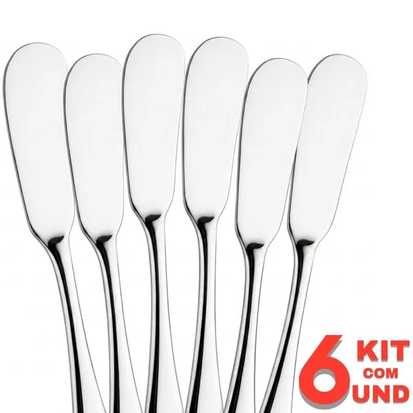 KIT 6 ESPÁTULAS INOX PROFISSIONAL PARA PATÊS MANTEIGAS GELEIAS LINHA REQUINTE | BUFFET RESTAURANTE