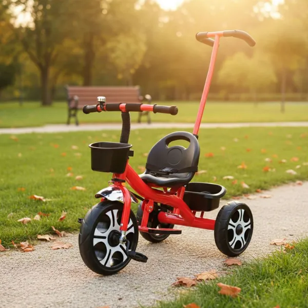Triciclo Infantil Luxo Com 02 Cestinhas Sininho e Cinto de Segurança Haste Direcionável Para Crianças