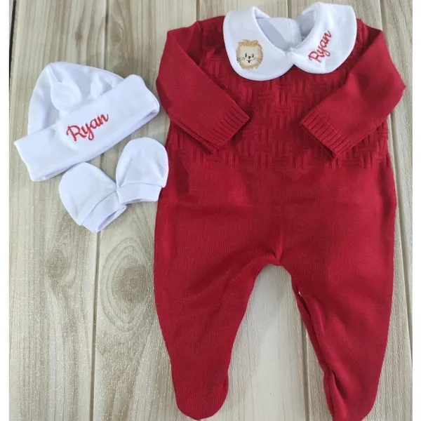 saida maternidade conjunto trico personalizado bebê menino menina