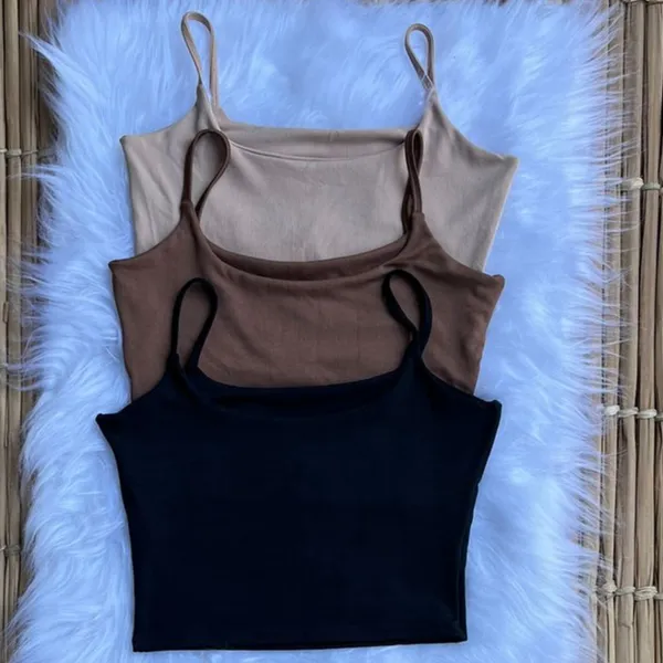 Kit 3 Cropped Feminino Suplex Blogueira Croped Alça fina Top Academia Simples Verão Praia Férias
