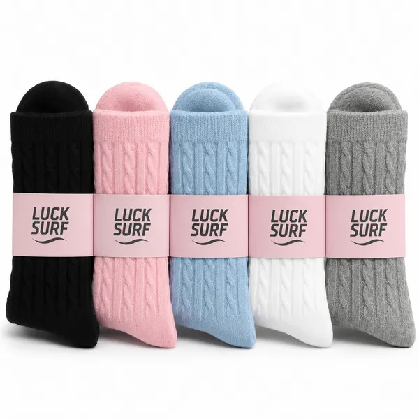 Kit 5 Pares Meias Femininas Algodão Academia LUCK SURF Confortável