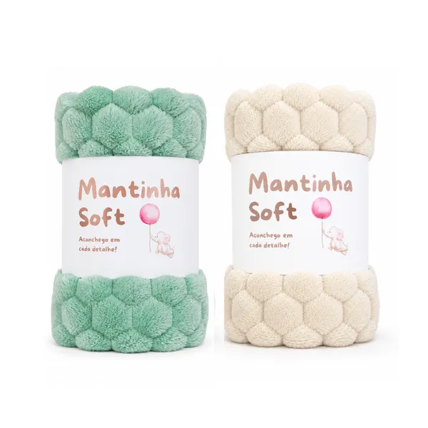 Kit 02 Mantas Cobertor Bebe Tartaruguinha Macia Quentinha Inverno