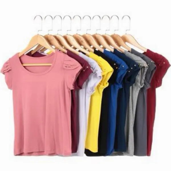 Kit 4 Blusa Feminina Manga Curta Dupla Tshirt Basica Blusinha