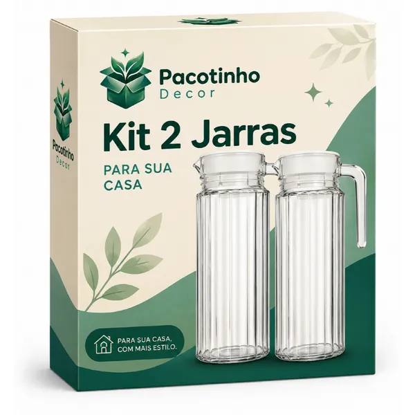 Kit 2 Jarras De Vidro 1 Litro Com Tampa Suco Água Geladeira Transparente