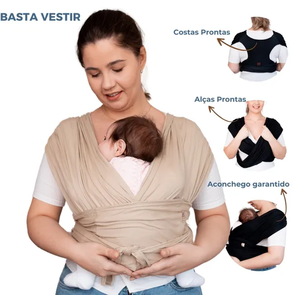 Sling de Vestir sem amarrar , Little Beni, Caguru, Wrap Sling Algodão