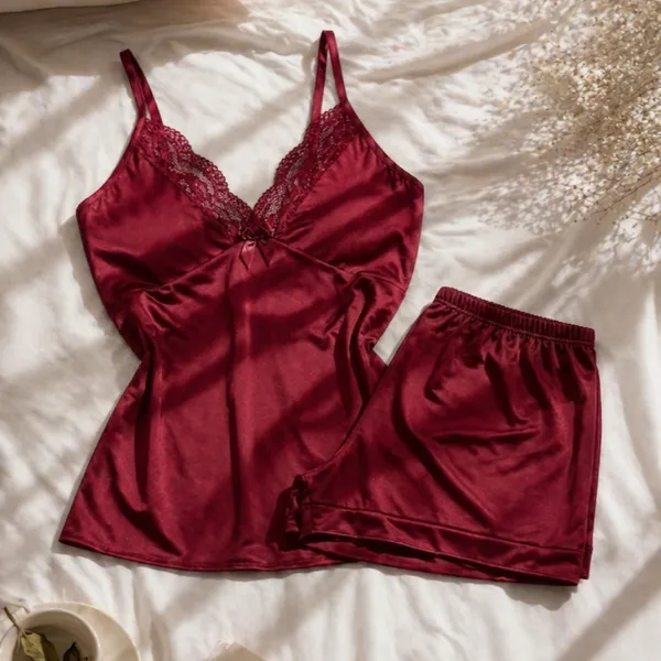 Pijama Baby Doll Sexy Short Doll com Detalhes em Renda – Roupa de Dormir Feminino
