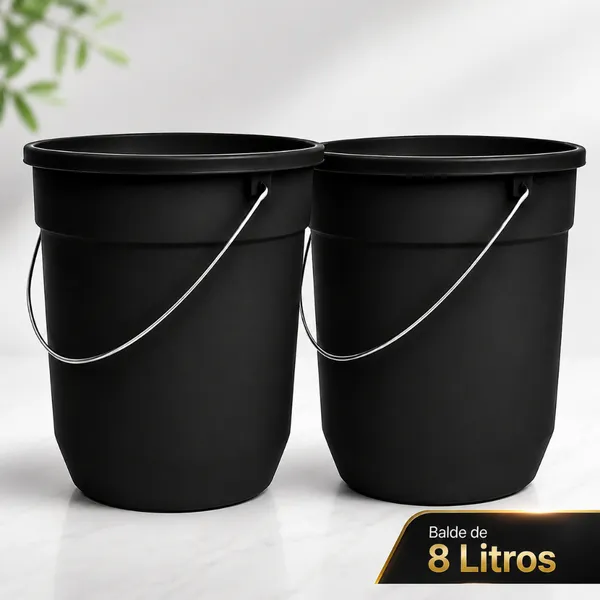 KIT 2 BALDE 8 LITROS DE LIMPEZA COM ALÇA RESISTENTE PLÁSTICO RESISTENTE GRANDE MULTIUSO