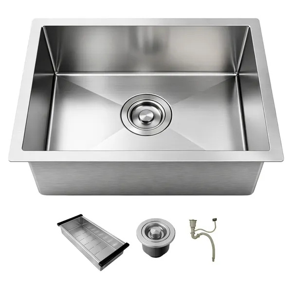 CUBA DE COZINHA QUADRADA 44X44 GOURMET COM ACESSÓRIOS PREMIUM AÇO INOX 304 ESCOVADA PRATA BRINOVAR
