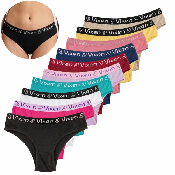 Kit 10 Calcinhas de Algodão Feminina Adulto Tanga Lisas Cos Largo