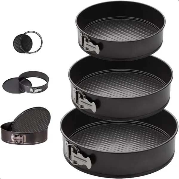 KIT 3 FORMAS COM FUNDO REMOVÍVEL ANTIADERENTE COM FUNDO REMOVÍVEL PARA TORTA BOLO