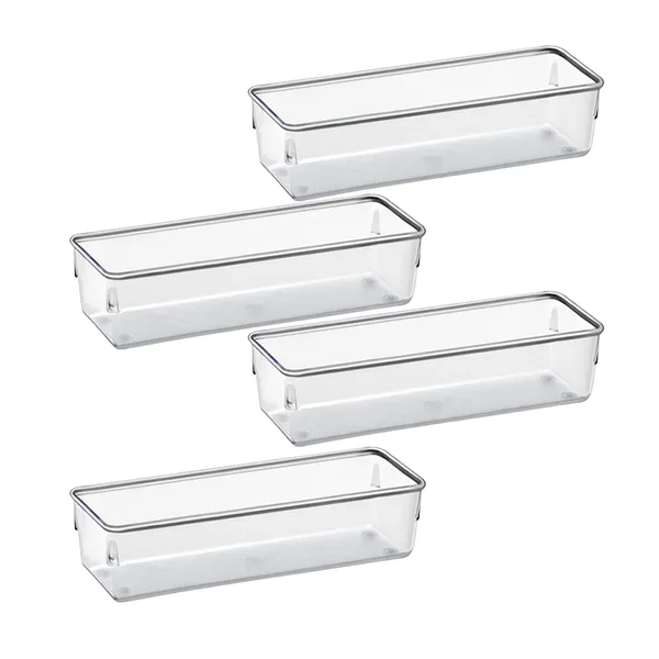 Kit 4 Organizadores Multiuso Modular Gavetas e Mesas Pote Acrílico Cristal Retangular Grande
