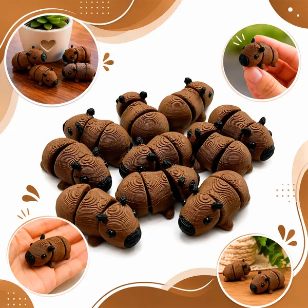 Kit 10 Mini Capivara Articulada 2,7cm Enfeite Decoração Brinquedo Fidget Antiestresse Fofo