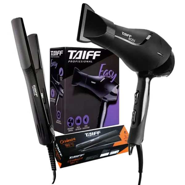 Kit Taiff Secador Easy 1700W e Prancha Taiff Cerâmica 180ºC