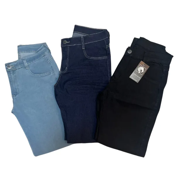Kit  2 Calça Masculina Jeans Slim Fit com Lycra Elastano - com Elasticidade - Marca Lions Jeans