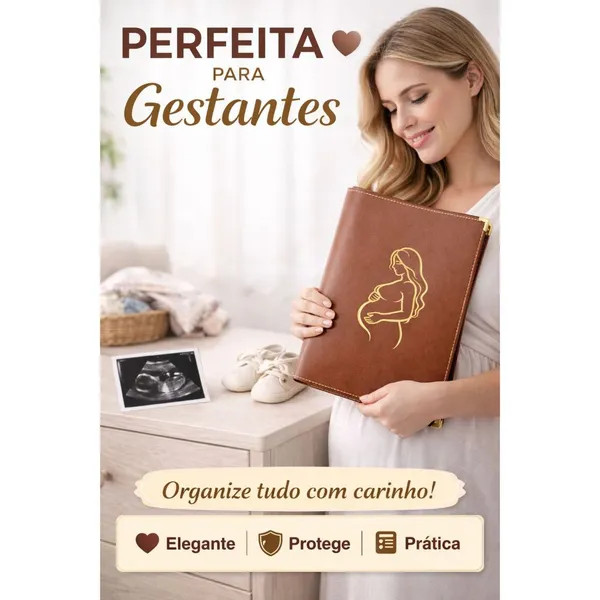 Pasta Pré Natal Porta Documentos Exames Gestante Com Desenho