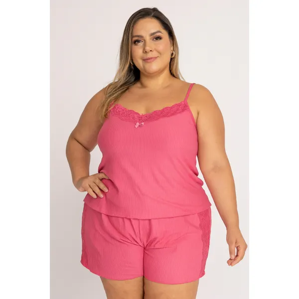 Baby Doll Feminino Plus Size Canelado Mid Size Conforto Pijama