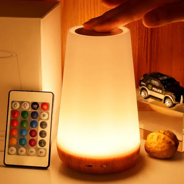 Luz de Cabeceira Luminária de Mesa Moderna Lâmpada Touch com Controle Remoto e Luz LED