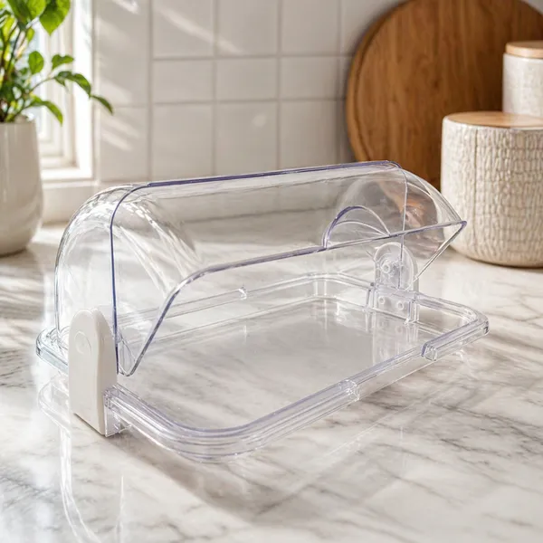 Porta Pão Cristal Luxo com Tampa Basculante e Conjuntos