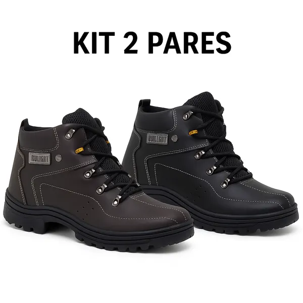 Kit 2 Pares Bota Masculino Coturno Bullgat Cano Médio Motoqueiro Motoboy Da Moda